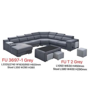 FU3697-1 GREY U CORNER L SIDE SOFA