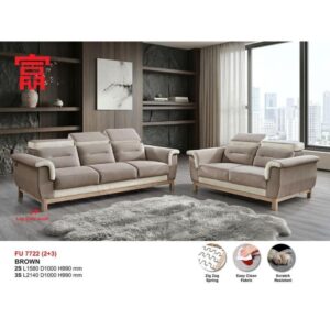 FU 7722 BROWN 2+3 SOFA SEATER