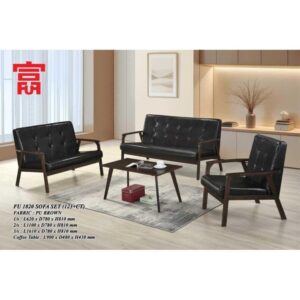 FU1820 PU BROWN 1+2+3 SOFA WITH COFFEE TABLE