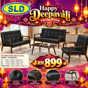 FU1820 PU BROWN 1+2+3 SOFA WITH COFFEE TABLE