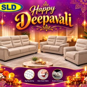 SOFA CREAM 3+2+1. EASY CLEAN FABRIC. ANTI SCRATCH FABRIC. COMFORTABLE SEATING. SUITABLE FOR FAMILY AND GATHERING .