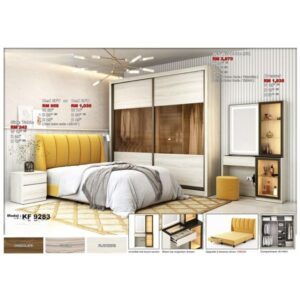 Bedroom Set Sliding Door Wardrobe Closet with Cabinet Queen Size Bedframe Modern Living Room Bedroom