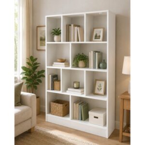 WHITE 12 CUBE MULTIPORPOSE BOOKSHELF / DISPLAY CABINET / PIGEON HOLE / STORAGE  CABINET