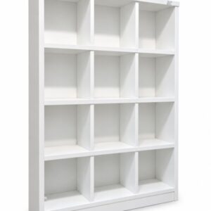 12-Cube White Plywood Storage Shelf 174cm – Open Cabinet File Cabinet