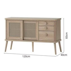SIDE BOARD / SOLID WOOD RATTAN SLIDING DOOR