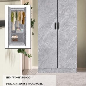 2 Door Grey Oak Wardrobe with Hanging Rail & Shelf