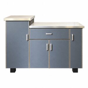 4FT Grey Kitchen Cabinet with Drawer & Storage Doors 118cm