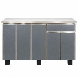 5FT Grey Low Kitchen Cabinet with Drawer & Storage 150cm