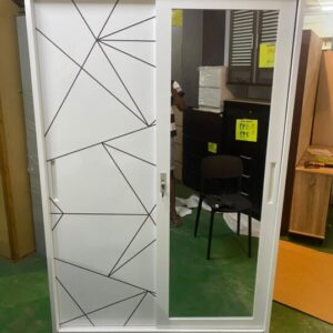 SWD104 2 Sliding Door Steel Wardrobe White 110cm