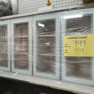 4 Door White Glass Display Cabinet 149cm – Modern Storage
