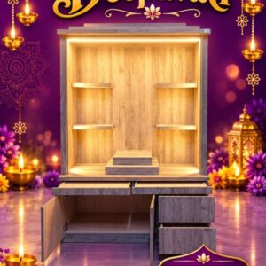 Modern Prayer Altar Cabinet with LED Light & Storage – 194cm