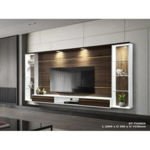 ST-TV0004 Modern TV Wall Cabinet with Glass Display 240cm (PREORDER)