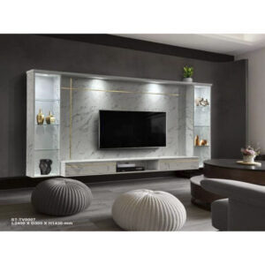 ST-TV0007 Luxury Marble-Look TV Wall Cabinet 240cm with Display (PREORDER)