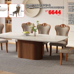 DTMBBP2111 Manando 8-Seater Resin Marble Dining Set 1+8 (PREORDER)