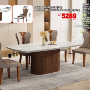 DTMBBP18090 Manando 6-Seater Resin Marble Dining Set 1+6 (PREORDER)