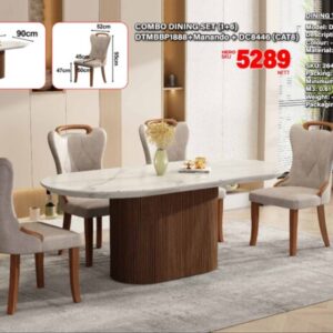 DTMBBP1888 Manando 6-Seater Resin Marble Dining Set 1+6 (PREORDER)