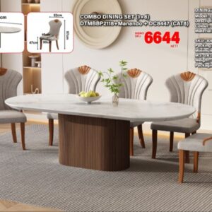 DTMBBP2118 Manando 8-Seater Resin Marble Dining Set 1+8 (PREORDER)
