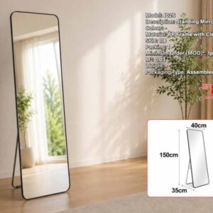 J025 Full Length Standing Mirror 150cm Black Frame | SLD Furniture (PREORDER)