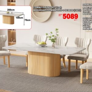 Makassar 8-Seater Marble Top Dining Set 200cm – 1+8 (PREORDER)