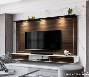 ST-TV0010 Modern Walnut TV Wall Cabinet 180cm with LED Lighting (PREORDER)