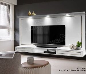 ST-TV0016 Modern White TV Wall Cabinet 210cm with LED Lighting (PREORDER)