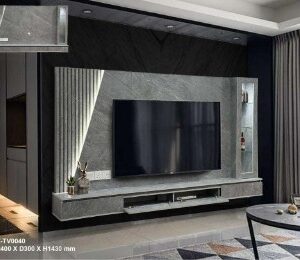 ST-TV0040 Luxury 240cm Modern TV Wall Cabinet Grey Marble Design (PREORDER)