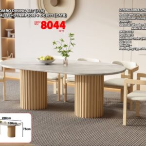 ALLIS 9-Piece Natural Marble Dining Set with 8 Chairs (PREORDER)